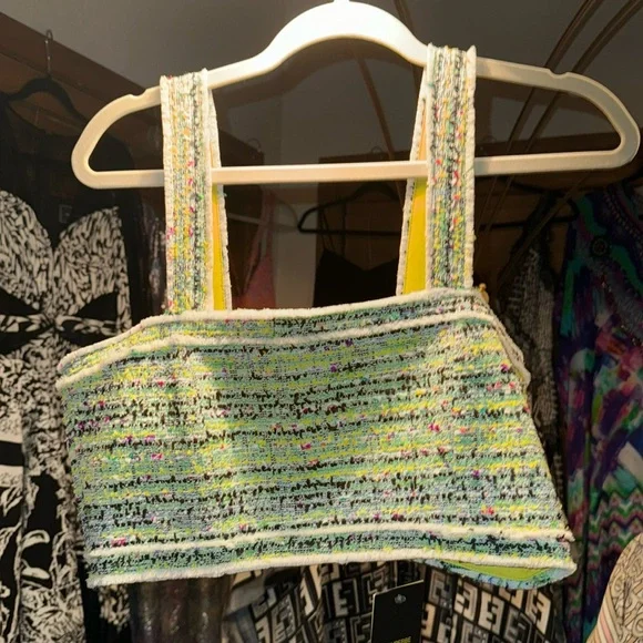 Le Superbe Tweed crop Top Zipper Back, Le Superbe Beach Tweed Crop Top